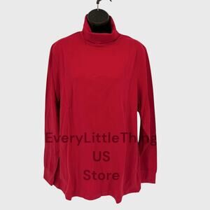 NWOT Lands' End Turtleneck Top Long Sleeve Shirt Womens Plus Size 1X 16W 18W Red